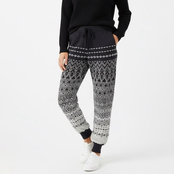 Joie Pants - Joie Geometric Print Knit Joggers Sweatpants Grey Size Small Loungewear